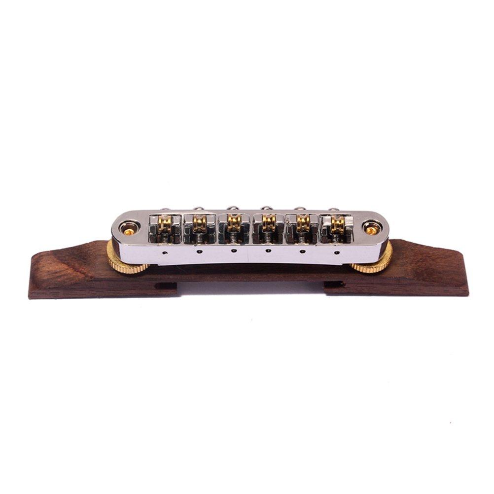 ULTNICE Archtop Jazz Guitar Bridge with Gold Roller Saddles Rosewood B-23