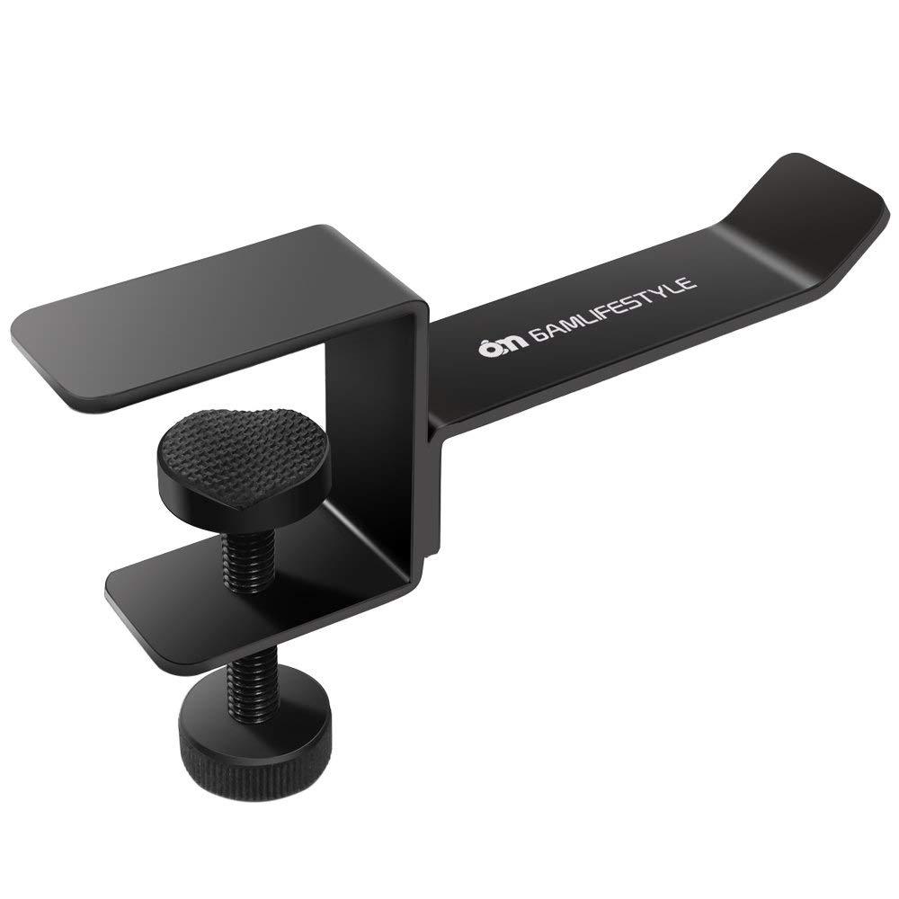 Headphone Headset Stand Holder, 6amLifestyle Universal Metal Gaming Headphones Hanger Mount Under Desk Hook Clip with Adjustable Clamp for All Headsets, Black(Patented) Black 1