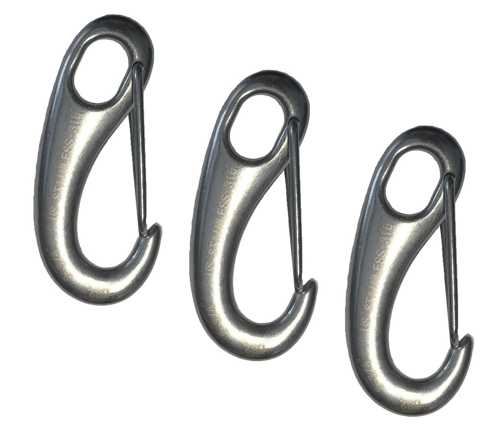 3 Pieces Stainless Steel 316 Spring Snap Lobster Claw 2 3/4" Marine Grade