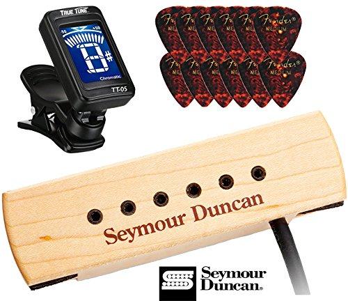 Seymour Duncan SA-3XL Woody XL Soundhole Acoustic Gutiar Pickup Bundle with Fender Picks, True Tune Tuner 11500-32