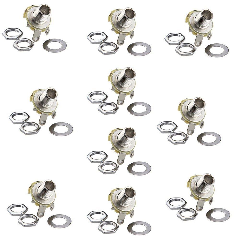 Honbay 10Pcs 1/4" Mono Jack Socket Stratocaster Replacement for Bass Electric Guitar