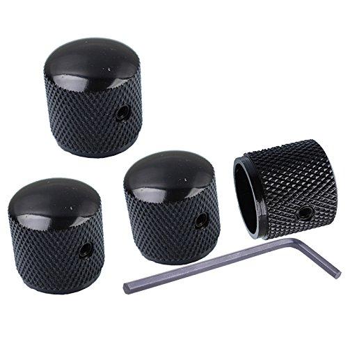 Metal Volume Tone Dome Tone Guitar Speed Control Knobs with Allen Keys Screws Set for Fender Strat Telecaster Gibson Les Paul Electric Guitar or Bass, Black Pack of 4 Pcs,MusicOne