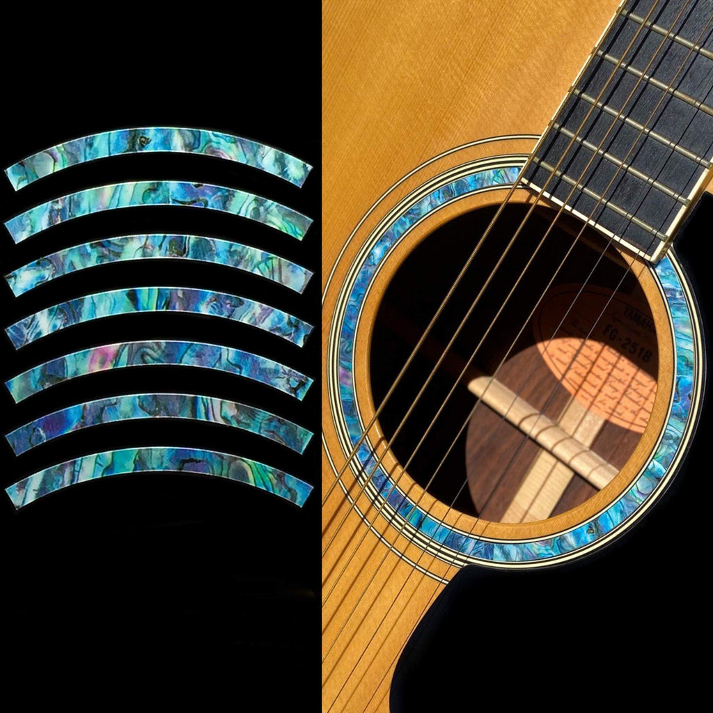 Inlay Sticker Decal Acoustic Guitar Purflinng Sound hole In Abalone Theme - Rosette Strip/BL