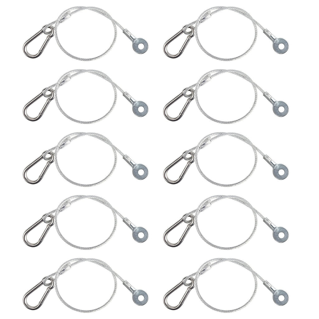 [AUSTRALIA] - 10 Pack Stage Light Safety Cables 66 Pound 11.8" Stainless Steel DJ Lighting Cables (Buckle Ended and 6.3 mm Eyelet Ended) 