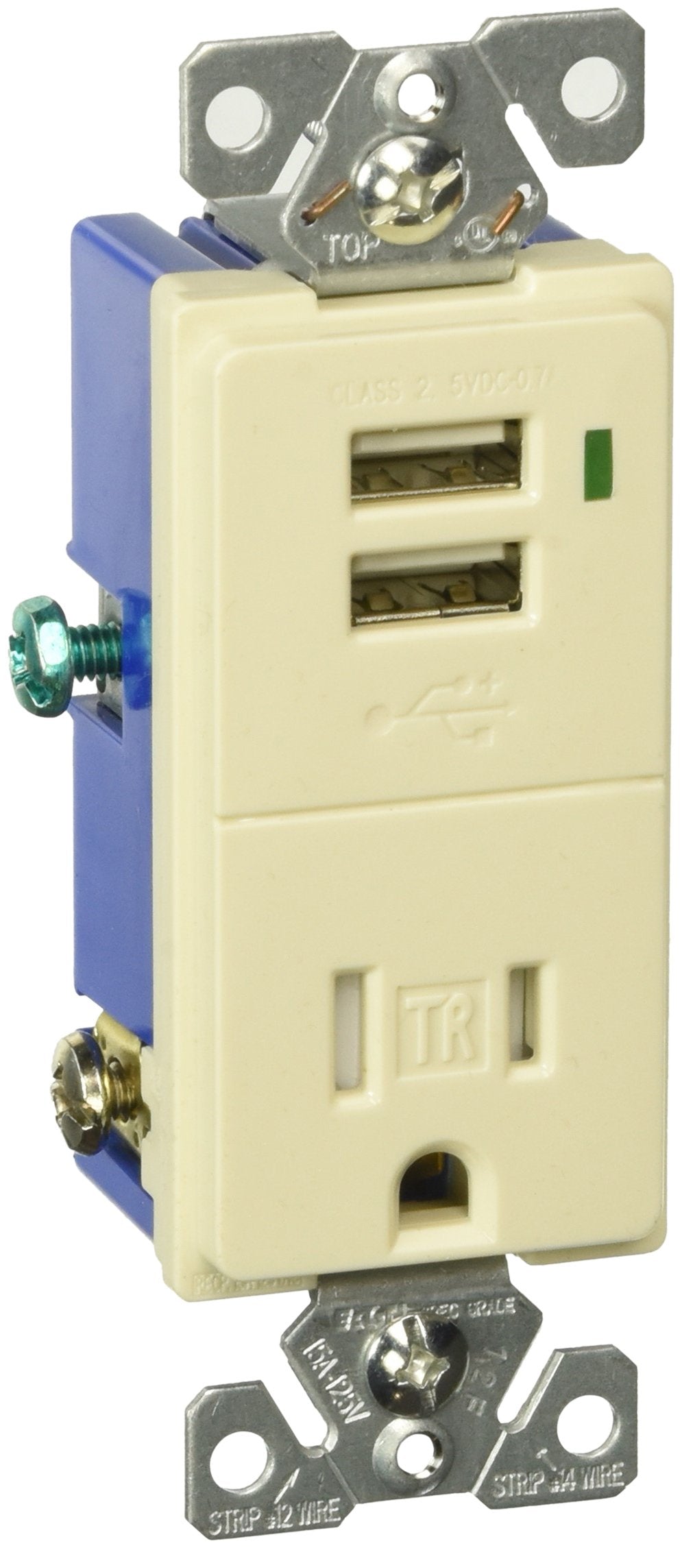 EATON TR7740LA-BOX Combination USB Charger with Tamper Resistant 15A 125V Receptacle, Light Almond