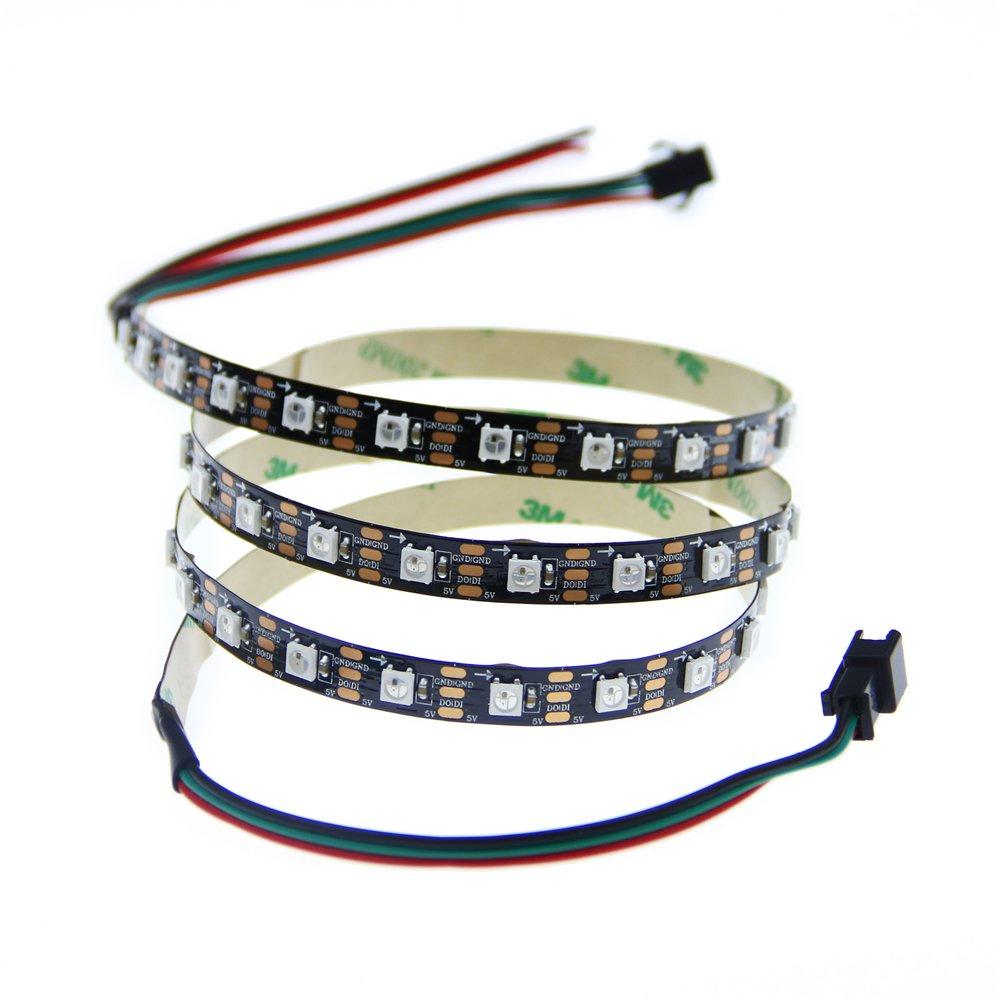 [AUSTRALIA] - ALITOVE 3.2ft 60 Pixels WS2812B Individual Addressable RGB LED Strip Light Programmable WS2811 IC Built-in 5050 LED Rope Lamp DC5V Black PCB Non-Waterproof Compatible with Arduino, Raspberry Pi 1M (1x 1M) 