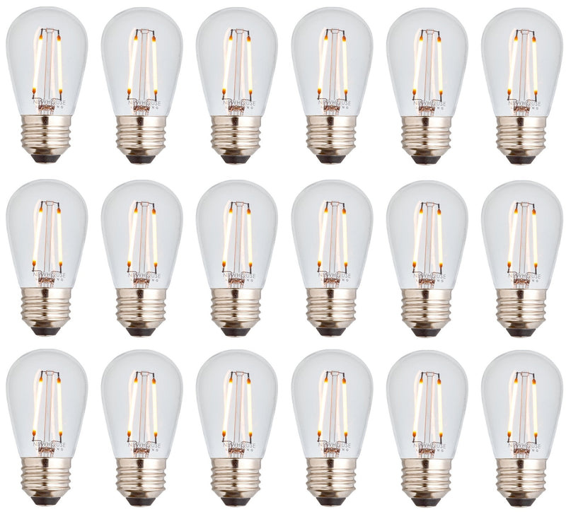 Newhouse Lighting S14LED18 Outdoor Weatherproof Shatterproof S14 String Light Bulbs, 18-Pack, Glass, 18 Count 18 Pack