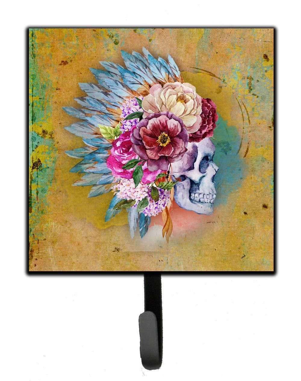 Caroline's Treasures BB5129SH4 Day of The Dead Flowers Skull Leash or Key Holder, 7Hx4.25W, Multicolor