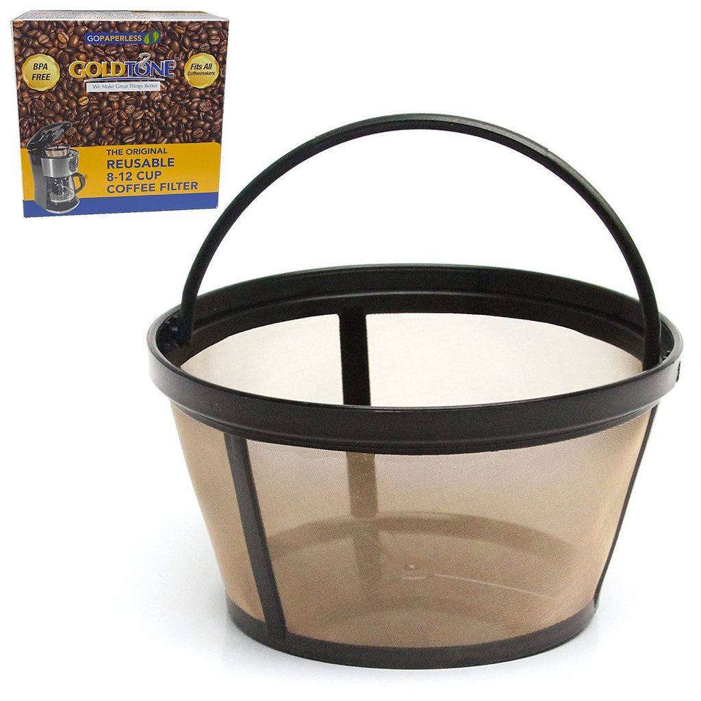GOLDTONE Reusable 8-12 Cup Basket Coffee Filter fits Mr. Coffee Makers and Brewers, BPA Free 8/12 Cup