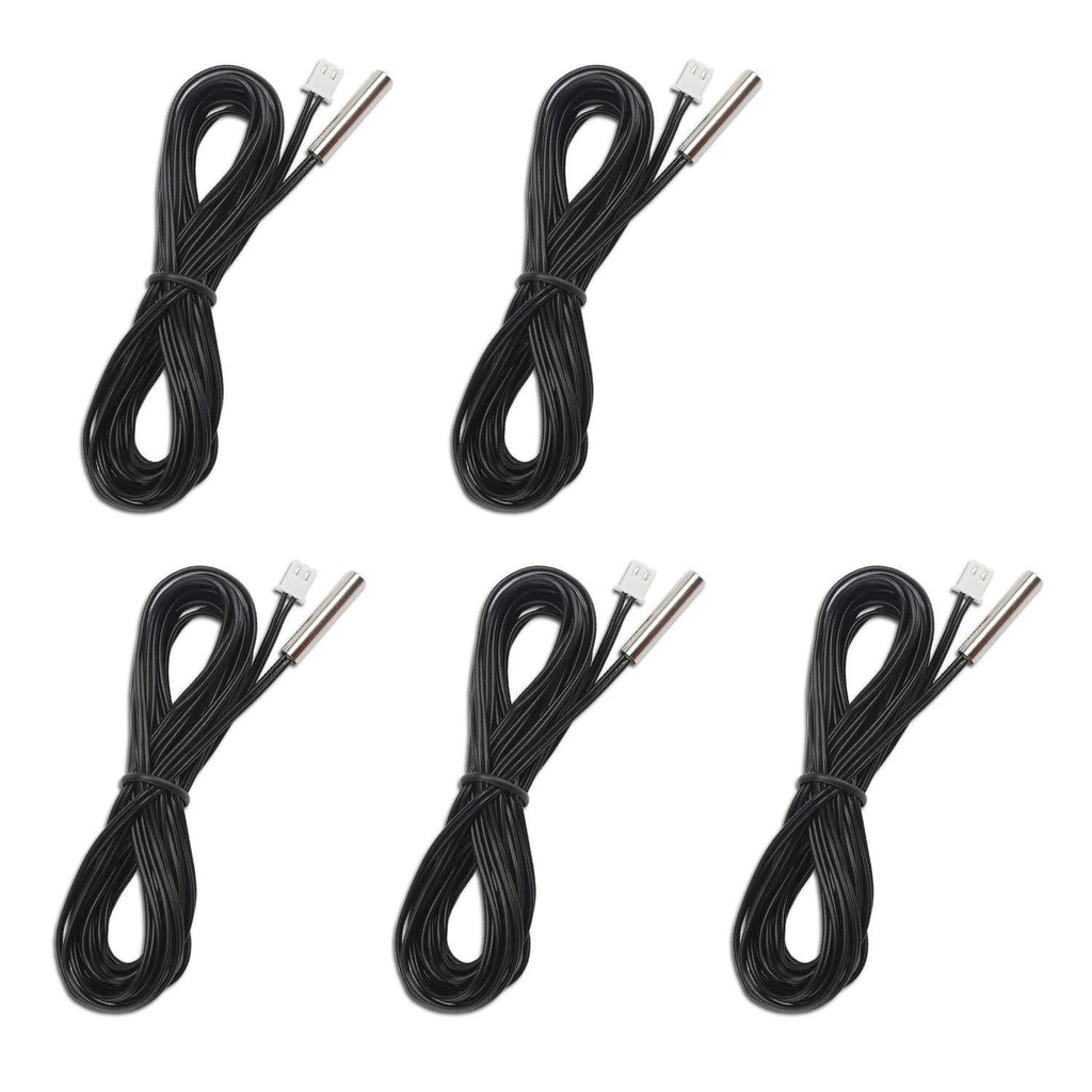 DROK 5Pcs 10k B3950 Temperature Probe, -25 to 125 Degree Celsius Temp Sensor, 3 Meters 9.8 Feet Sensitive Stainless Steel NTC Temperature Sensor Probe