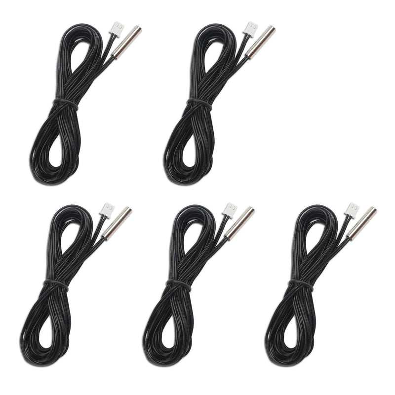 DROK 5Pcs 10k B3950 Temperature Probe, -25 to 125 Degree Celsius Temp Sensor, 3 Meters 9.8 Feet Sensitive Stainless Steel NTC Temperature Sensor Probe