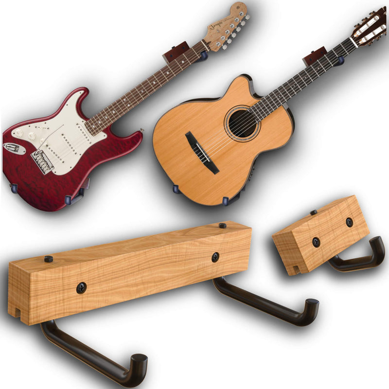 RawRock Horizontal Guitar Hanger Tilt and Display Your Guitar, Ukulele, Bass, Electric Guitar, Banjo at a Slanted Angle Sideways - Hang for easy access (Clear Finish) Clear Finish