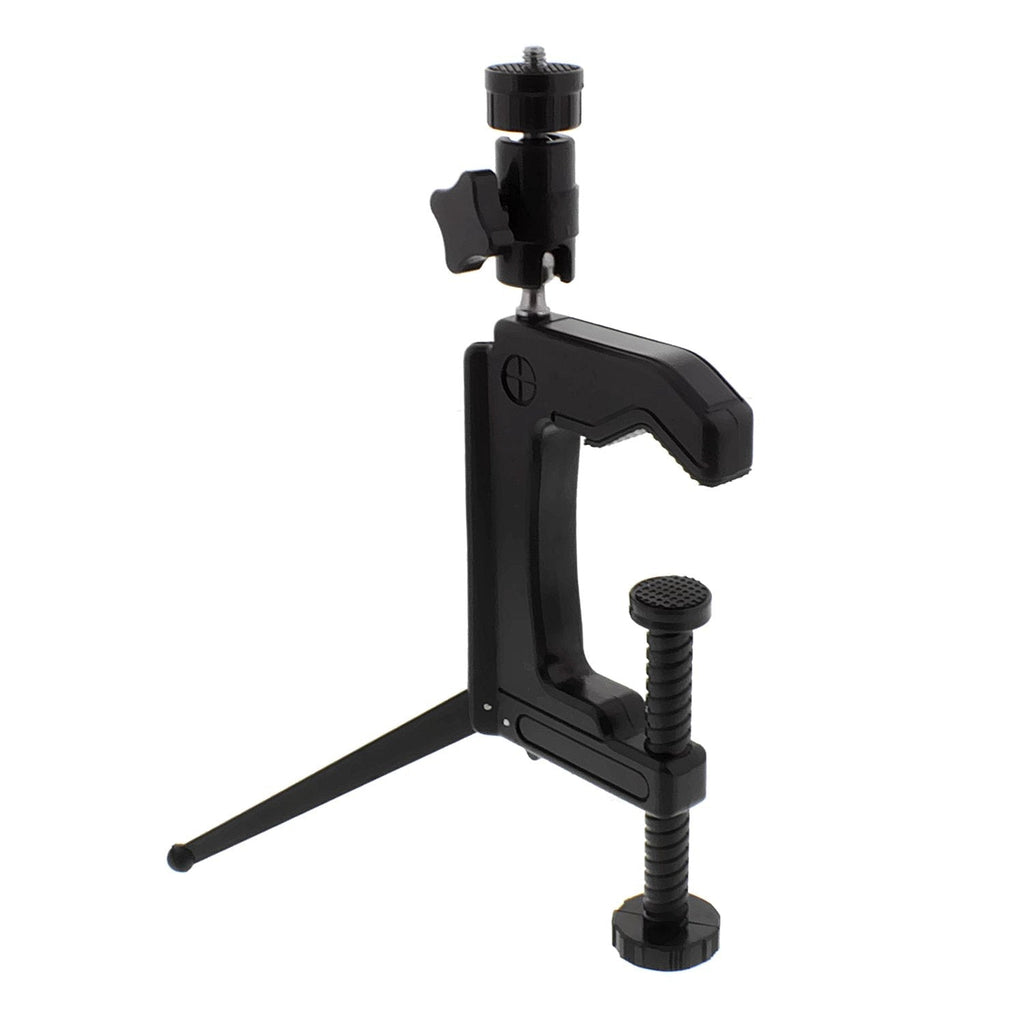 Albinar Heavy Duty C-Clamp Vise Tabletop Clamp and Tripod with Double Ball Head for Slave Flash, Cameras Camcorders