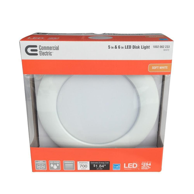 [AUSTRALIA] - QTY 1 / Commercial Electric 5 in. and 6 in. White Recessed LED Disk Light 