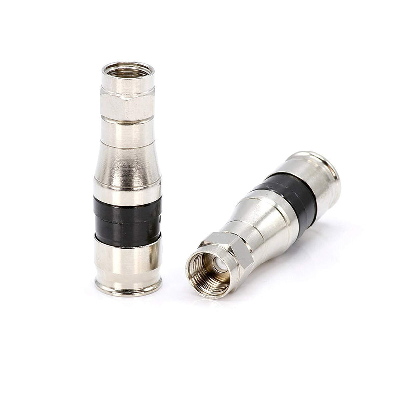 Coaxial Cable Compression Fitting - 4 Pack - for RG11 Coax Cable - with Weather Seal O Ring and Water Tight Grip Silver