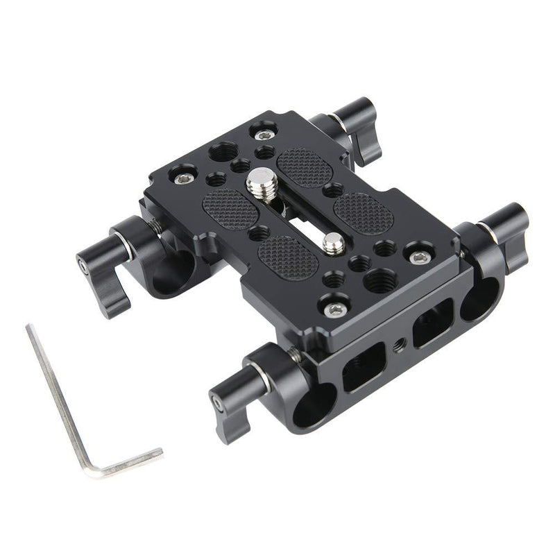 NICEYRIG Tripod Mounting Plate with 15mm Rod Clamp Railblock for Rod Support/DSLR Rig Cage