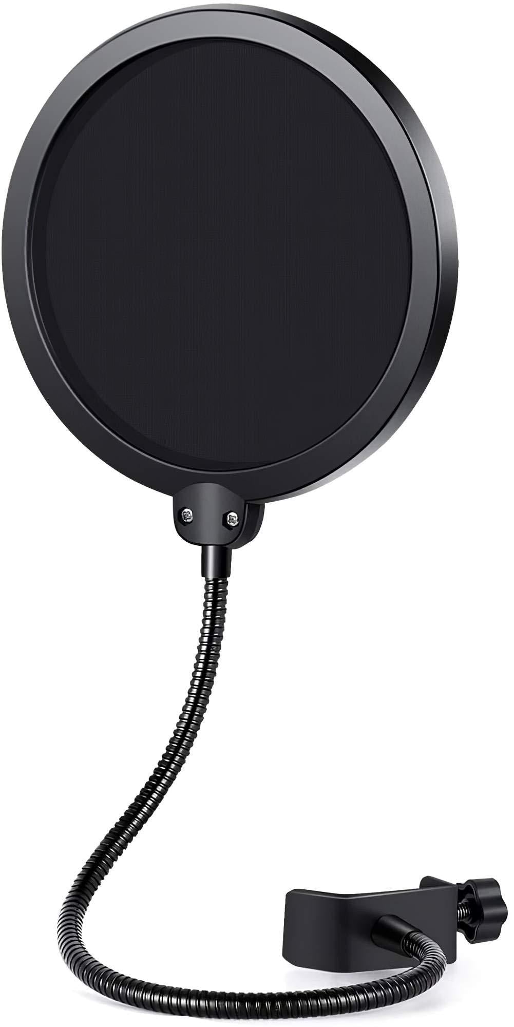 InnoGear Upgraded Microphone Pop Filter Mask Shield, Dual Layered Wind Pop Screen with Flexible 360° Gooseneck Clip Stabilizing Arm for Awesome Premium Recordings, Broadcasting, Streaming, Singing