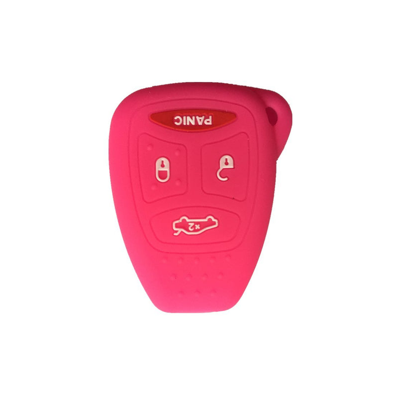 Hot Pink Silicone Rubber Keyless Entry Remote Key Fob Case Skin Cover Protector fit for 2006 2007 MITSUBISHI Raider Hot Pink