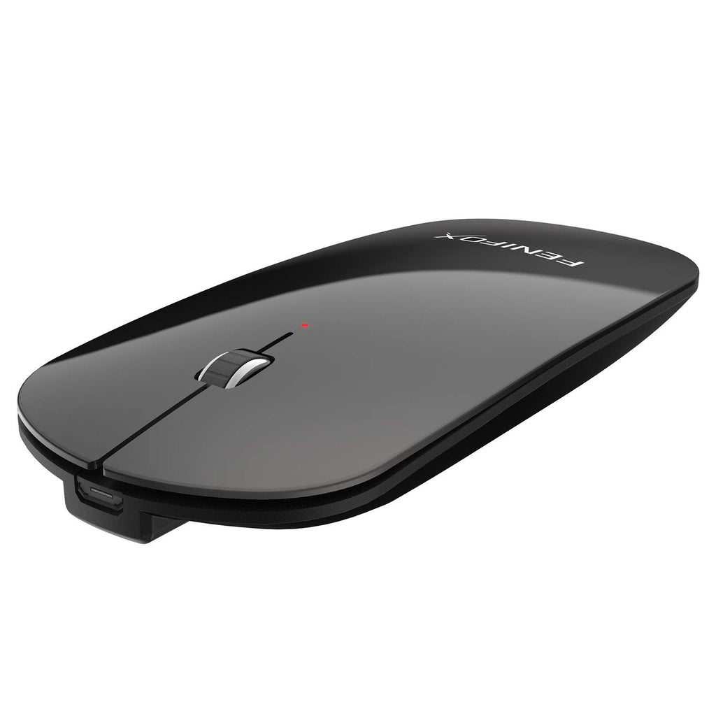 Bluetooth Mouse FENIFOX Slim Mini Whisper-Quiet Flat Portable Wireless Mice Rechargeable Compatible with Laptop,PC,Tablet Android Windows XP(Black) black