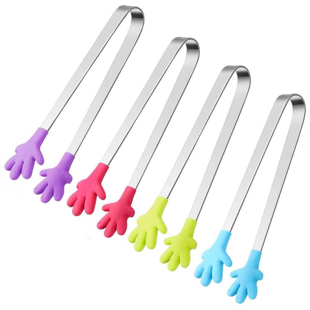 Shindel Silicone Mini Tongs, 4PCS Kids Tongs Cooking Tongs, Kitchen Gadgets Small