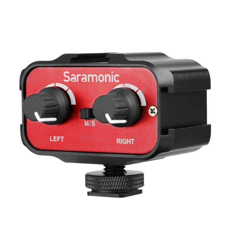 [AUSTRALIA] - DSLR Audio Adapter,Saramonic SR- AX100 Microphone Audio Mixer Universal Dual Channels Microphone Amplifier Adapter for use with Shooting Video Recording Mic Accessories with 2 Channel 3.5mm 