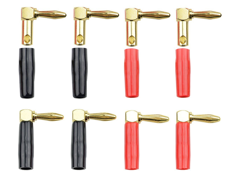WMYCONGCONG 8 PCS 90 Degree Speaker Banana Plugs Right Angle Screw Type Banana Plug Audio Jack Connectors
