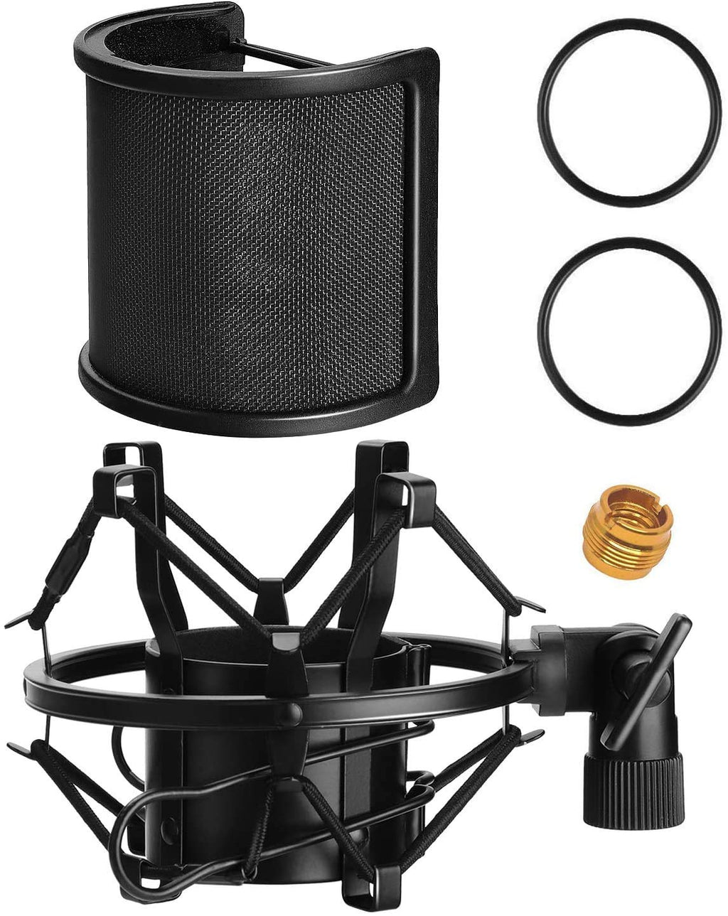 [AUSTRALIA] - AT2020 Microphone Shock Mount with Pop Filter, PEMOTech Universal Shock Mount for 46mm-53mm Diameter Mic compatible for AT2020 Anti-Vibration Suspension Microphone Shock Mount Bonus Screw Adapter 