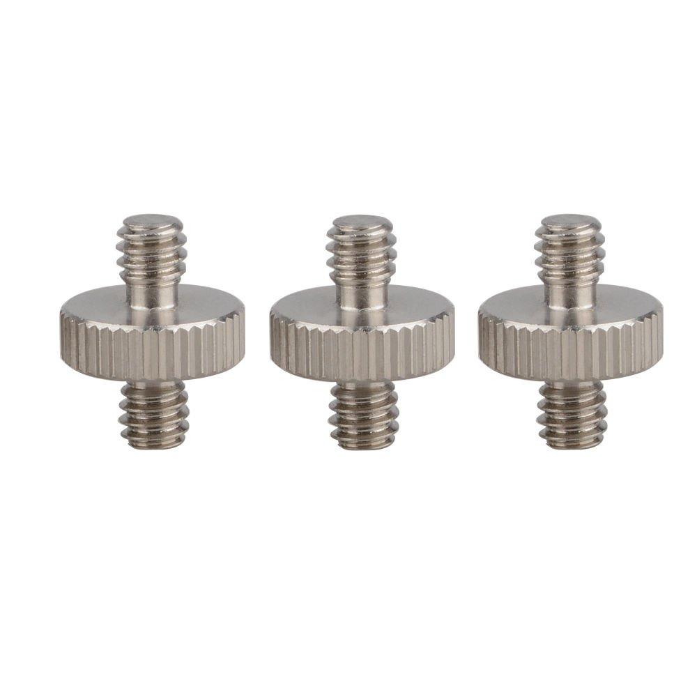 CAMVATE 1/4" Male to 1/4" Male Double-Ended Screw Adapter(3 Pieces)