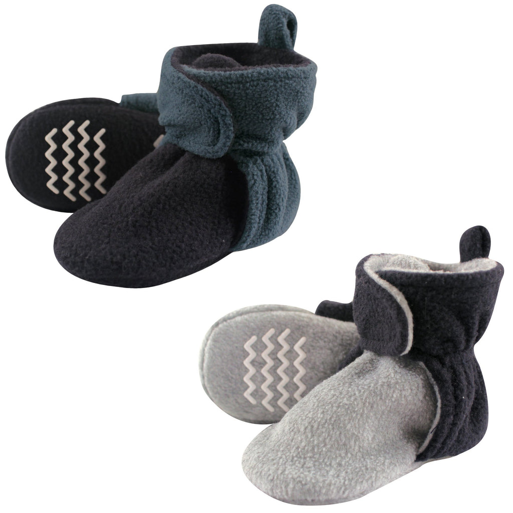 Hudson Baby Unisex-Baby Cozy Fleece Booties 0-6 Months Infant Blue Gray