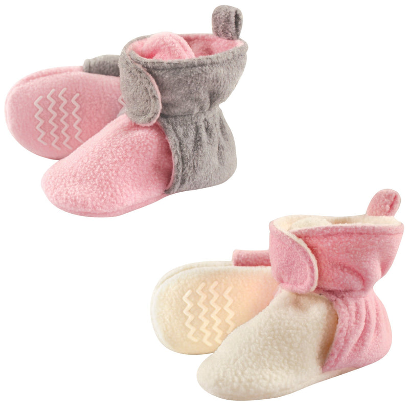 Hudson Baby Unisex-Baby Cozy Fleece Booties 0-6 Months Infant Lt Pink Cream