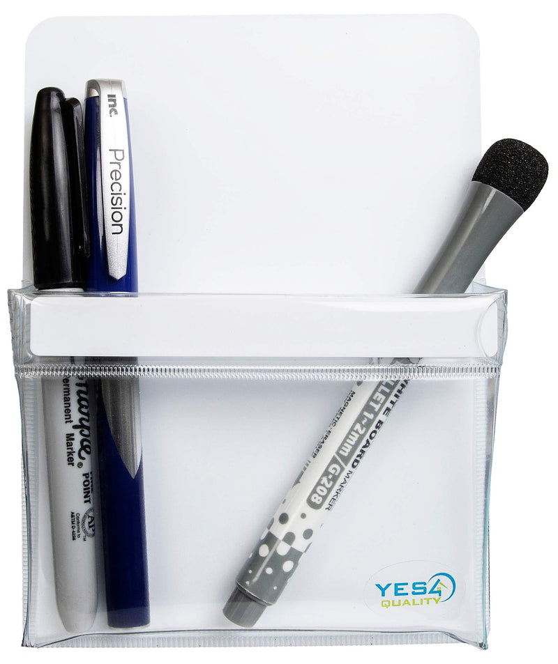 Magnetic Pen Holder for Refrigerator with Strong Magnetic Back - Dry Erase Marker Holder Ideal for Whiteboard, Fridge - Pencil Cup (Medium, White) Medium - White