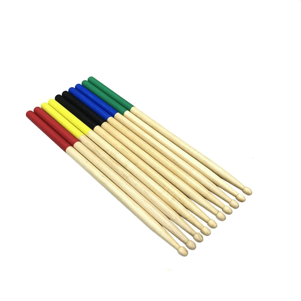 5 Pairs/Set Maple Drum Sticks 5A Durable Smoothly Polished Drum Sticks with Wood Tip Multi Color For Practice Drum Sets Drum Accessories