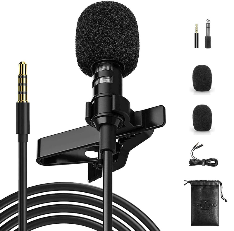 [AUSTRALIA] - Lavalier Lapel Microphone Kit Clip On Omnidirectional Condenser Lav Mic for iPhone, Ipad, DSLR, Camcorder, Zoom/Tascam Recorder, PC, MacBook, Samsung Android, Smartphones 