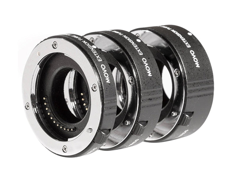 Movo MT-CM47 3-Piece AF Chrome Macro Extension Tube Set for Canon EOS M, M2, M3, M5, M6, M10, M100 Mirrorless Cameras with 10mm, 16mm and 21mm Tubes