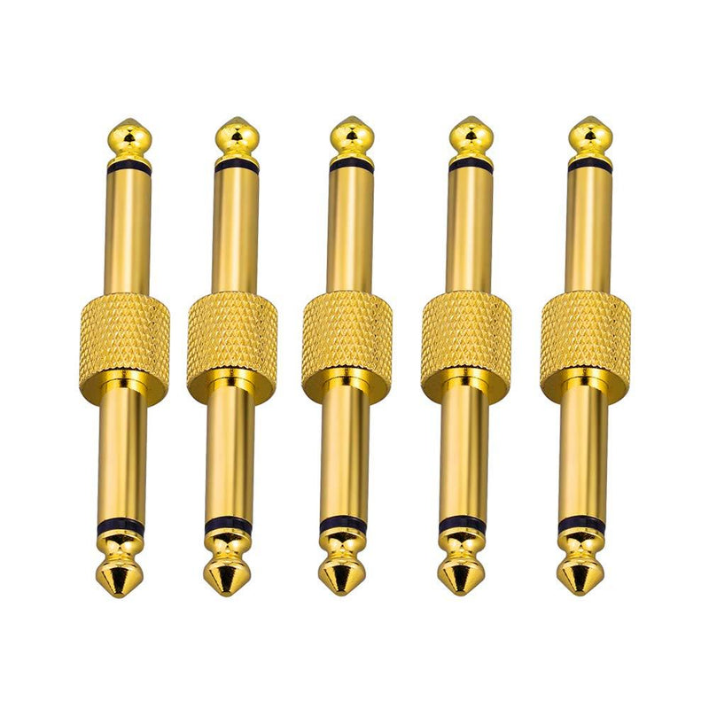 [AUSTRALIA] - Eightnoo 5 Pack 1/4 Inch 6.35mm Guitar Effect Pedal Coupler Connector Straight Type Guitar Pedal Board Accessory Perfect for Pedals,Cleaning up Your Pedal Board, Golden 5-Straight Type Gold 