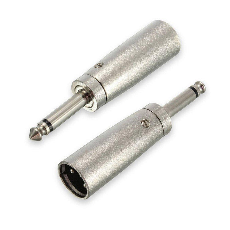 [AUSTRALIA] - HTTX XLR to 6.35mm Adapter, Mono 1/4" 6.35mm Male to XLR Male Connector Professional Metal Construction Mic Jack Plug Converter (2 Pack) 