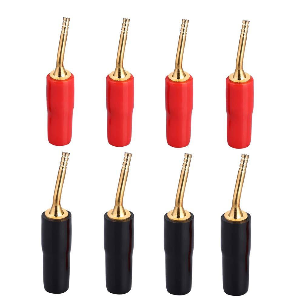 Eightnoo 2mm Banana Plug Screw Type Audio Speaker Cable Connector for 12 AWG Speaker Wire Gold Plated (4-Pair) 4-Pair