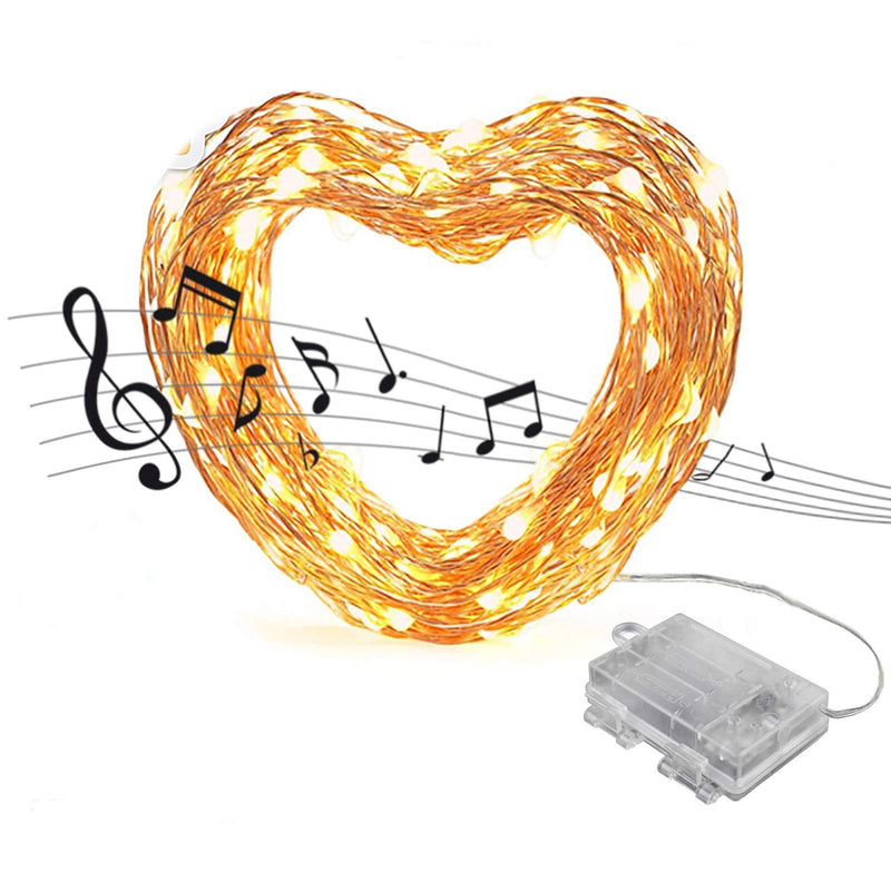 [AUSTRALIA] - Beilf 33.5ft Sound Activated Battery Powered Music Christmas Fairy String Lights, Waterproof Warm White 100LEDs, 12 Modes Indoor String Lights for Bedroom,Christmas Tree,Parties,Wedding Decoration 