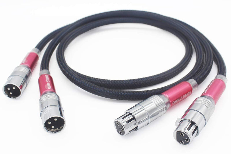 [AUSTRALIA] - Pair Silver-Plated Balanced Cable XLR Cable XLR Conductors Interconnect Cable Male to Female (1m) 