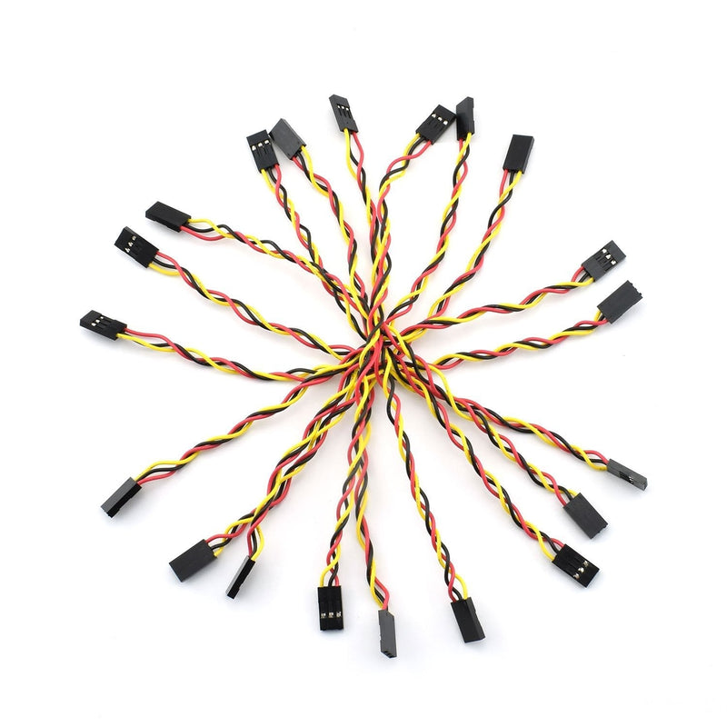 ZYAMY 10PCS 3P- Line 3P Pins 2.54mm Pitch Female to Female- Cable Connector Multicolor Jumper Wire for Breadboard 20CM