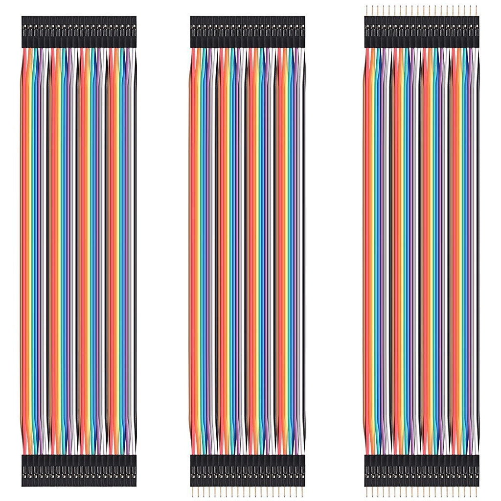 HiLetgo 120pcs/3x40pcs Breadboard Jumper Wires Prototype Board Dupont Wire Male to Male, Male to Female, Female to Female, 2.54mm to 2.54mm 20CM Wires Assortment Kit for Arduino Raspberry PI DIY