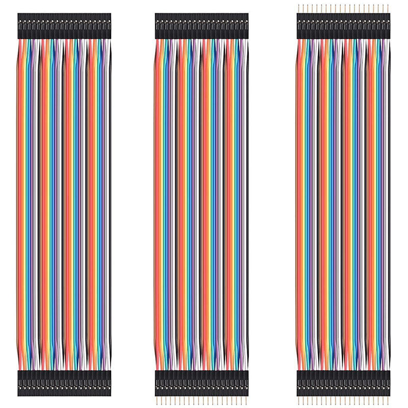 HiLetgo 120pcs/3x40pcs Breadboard Jumper Wires Prototype Board Dupont Wire Male to Male, Male to Female, Female to Female, 2.54mm to 2.54mm 20CM Wires Assortment Kit for Arduino Raspberry PI DIY