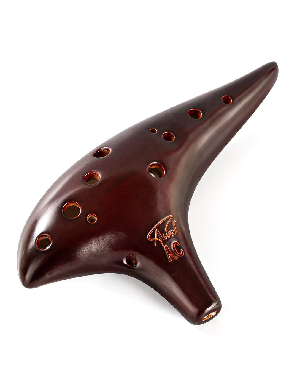 “Ocean Notes” 12 Hole Sweet Potato Ocarina Graceful Shape Pottery Ocarina in Alto C (Smoked Coffee) Smoked Coffee