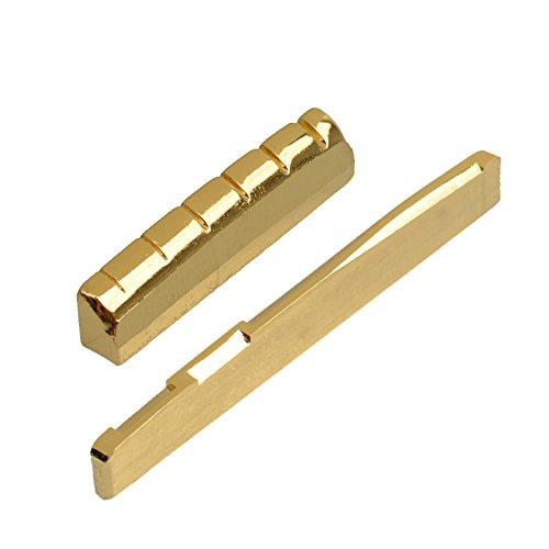 GETMusic 6-String Acoustic Guitar Brass Nut and Saddle Gold Plated 1 Set Acoustic Guitar Nut and Saddle