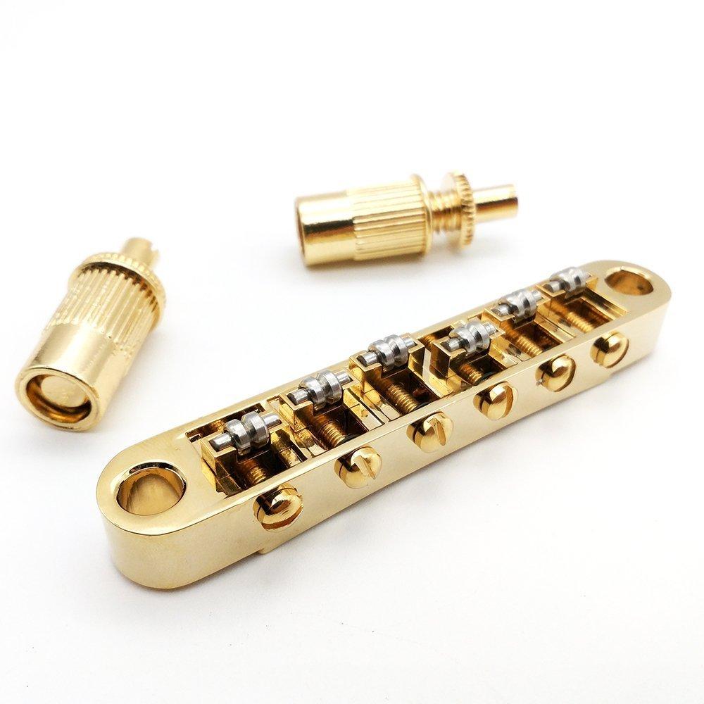 MENSANL Golden Guitar Roller Saddle Tune-O-Matic Bridge For Gibson Epiphone Les Paul SG Dot Bigsby Guitar M8 Threaded Posts