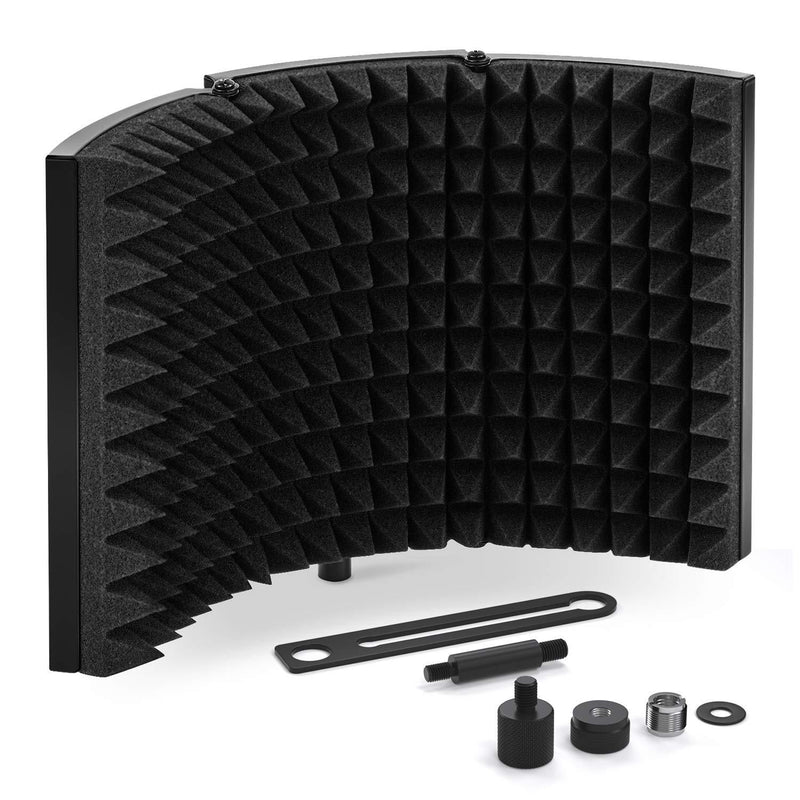 [AUSTRALIA] - TONOR Microphone Isolation Shield, Studio Mic Sound Absorbing Foam Reflector for Any Condenser Microphone Recording Equipment Studio, Black 