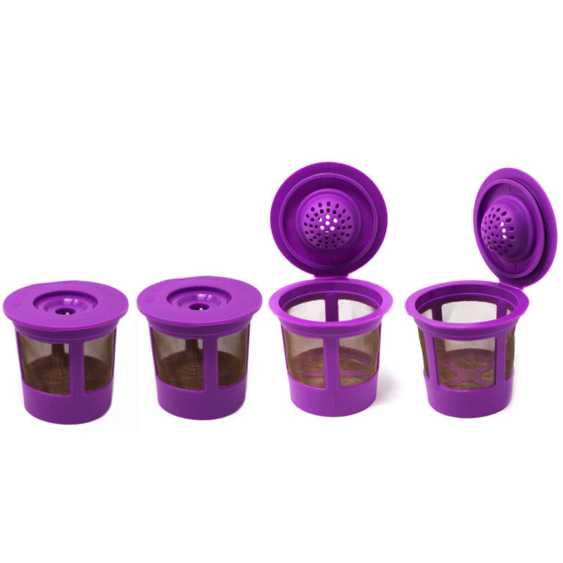 4 New Reusable Single K-Cups Filter for Keurig 2.0 & 1.0 Coffee Makers - Premium Gold Plated Replacement K Cup Universal for Keurig Brewing Systems Home by ElloGreen