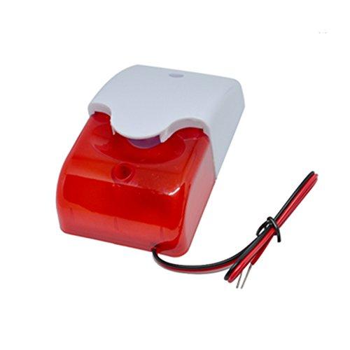 DC9 to 12V Wired Strobe Siren Red Light Sound Flash Buzzer Siren Home Security Alarm System Electric Security Siren 110dB@12V DC 103 Siren