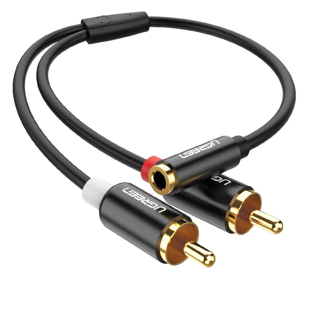 UGREEN 3.5mm Female to 2RCA Male Stereo Audio Cable Gold Plated for Smartphones MP3 Tablets Home Theater