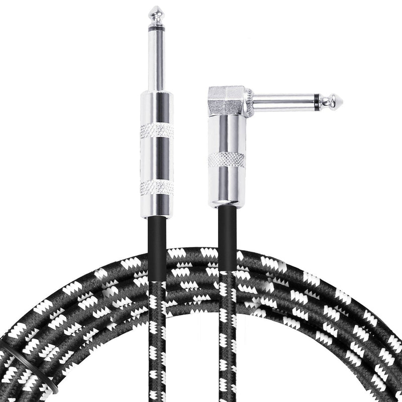 [AUSTRALIA] - Luvay Guitar Cable 10 ft, Electric Instrument Bass Cable AMP Cord (1/4 inch Right Angle to Straight, Black White) 10ft 